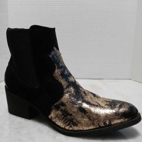 Groove Candace Faux Leather Gold Leaf Cowboy Boots Booties Ankle Boots Women Sz - Picture 2 of 14